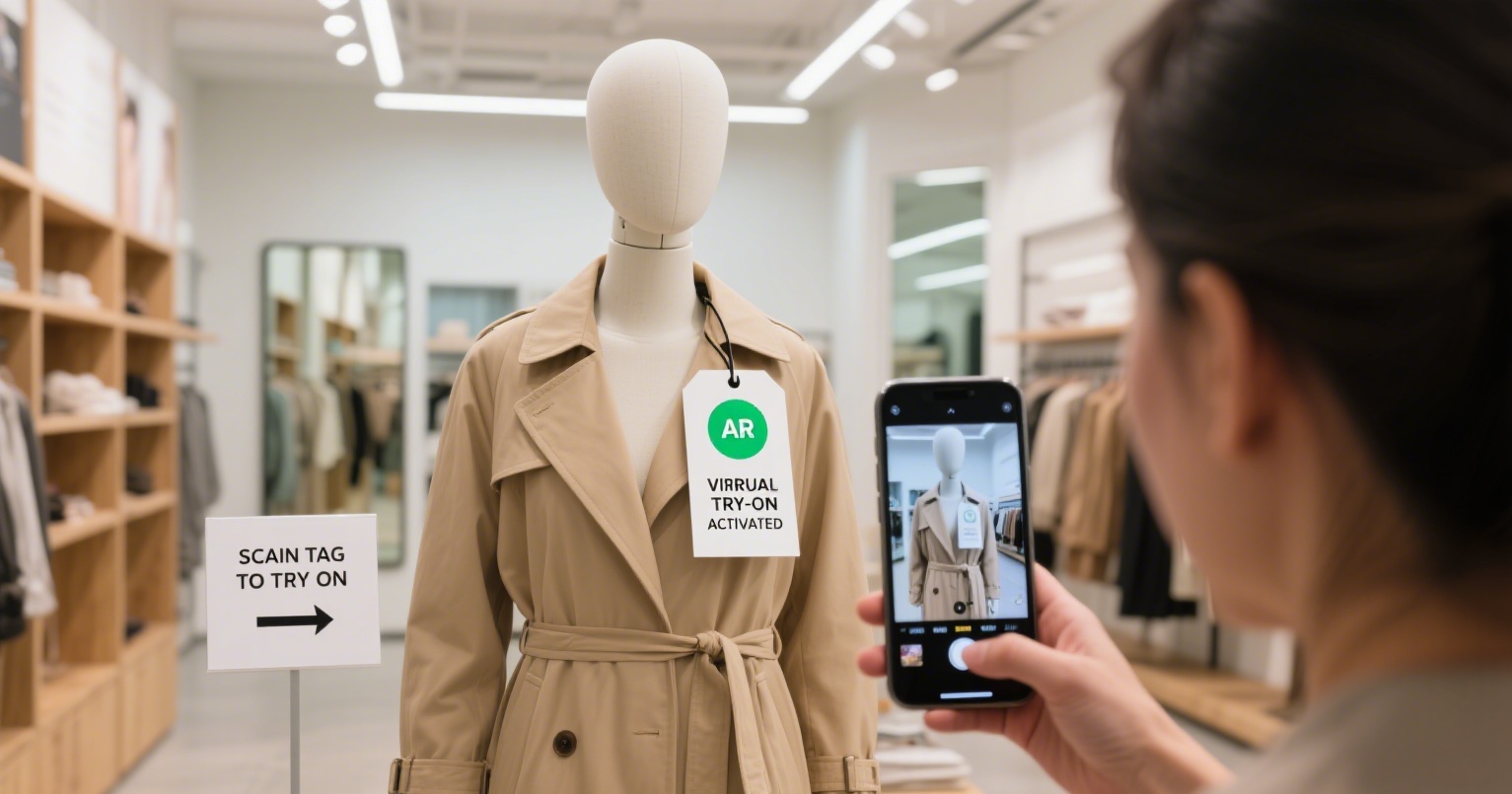 Smart tag experiences enabling virtual try-on in store